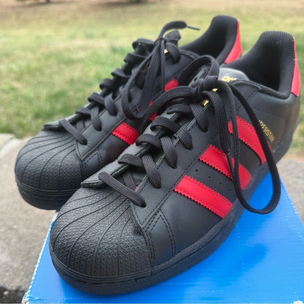Adidas Black and Red Classic Sneakers